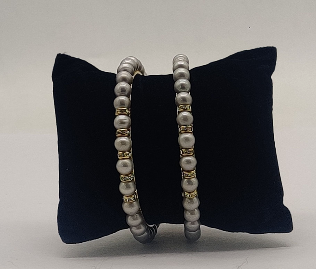 92.5 Silver Pearl Bangles | SHOBITAM