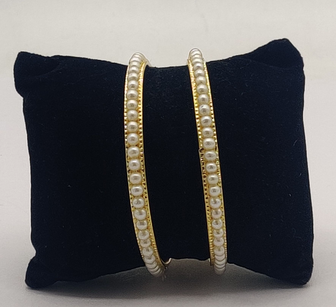 Multi-Row White Pearl Bangles | SHOBITAM