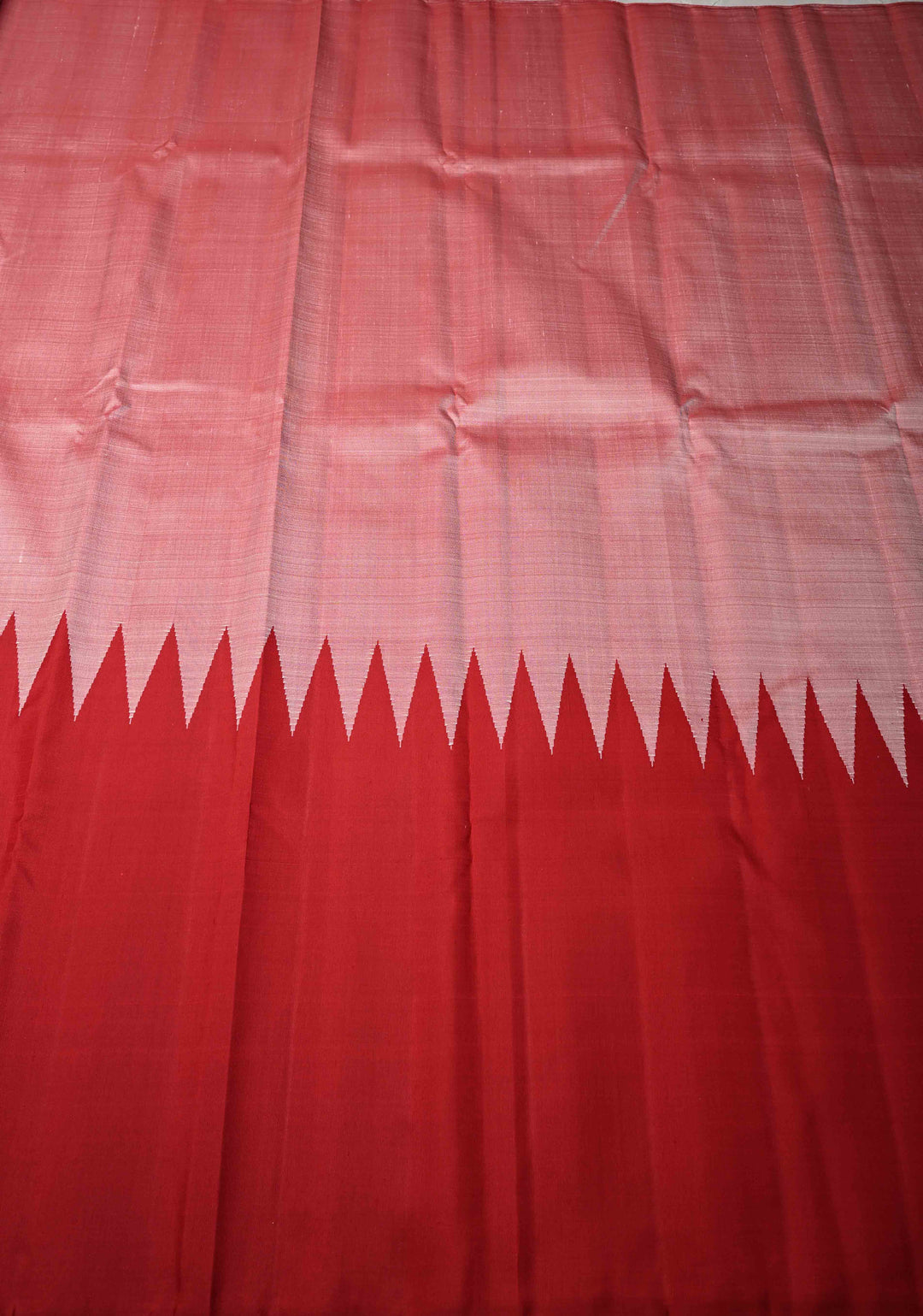 Blush Mist Color Rising Temple border on Pure Kanjivaram Silk Saree | SILK MARK CERTIFIED