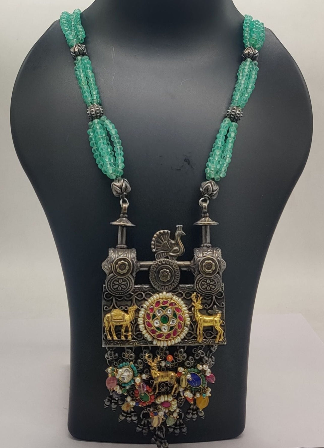 92.5 Oxidized Silver pendant Tarunika Vanmayuri Necklace | SHOBITAM