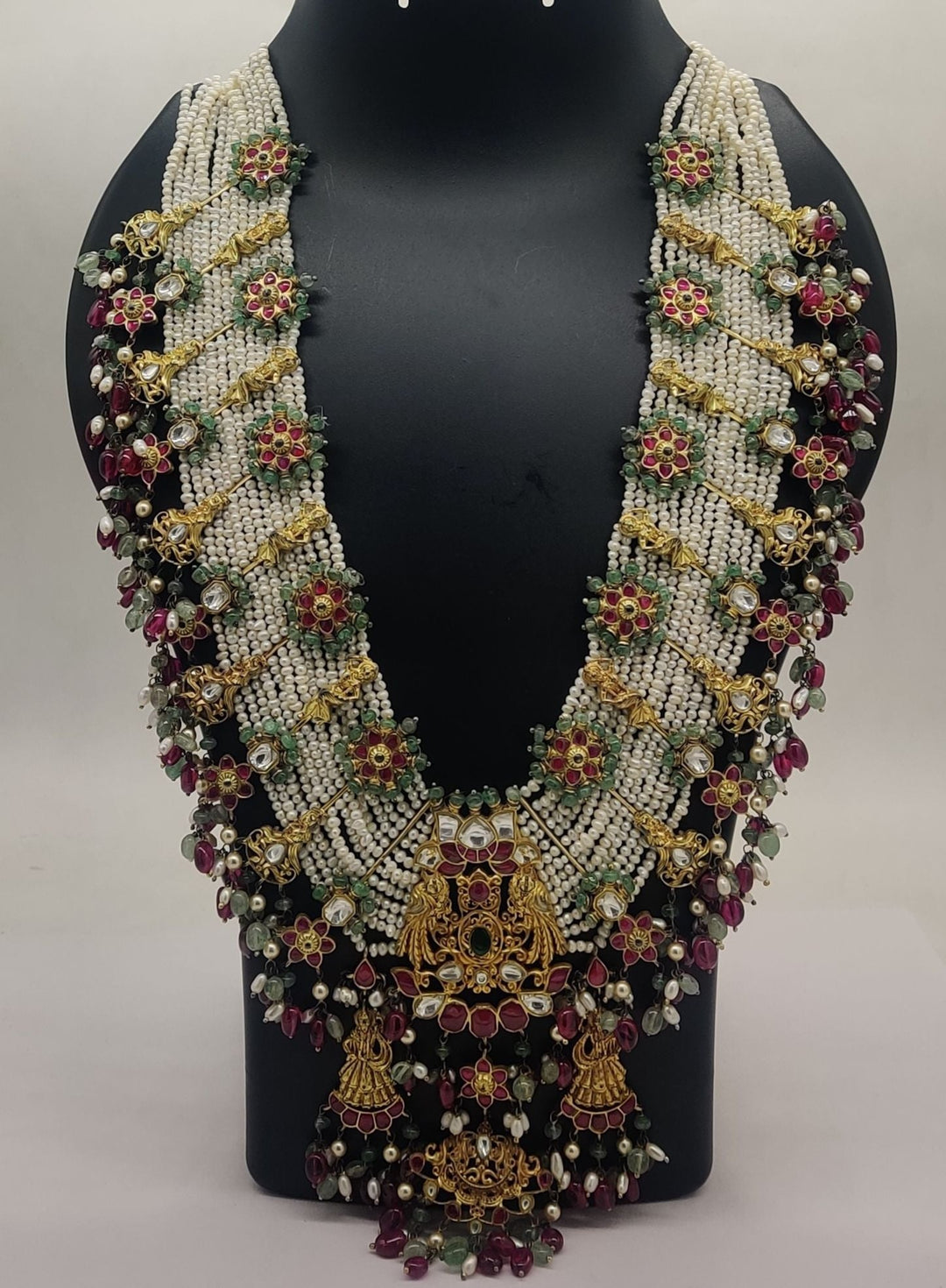 92.5 oxidized silver Rajmahal Pearl Mala Necklace | SHOBITAM