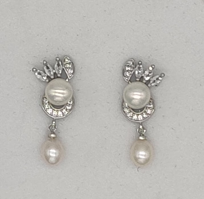 Halo & Marquise Pearl Drop Earrings | SHOBITAM