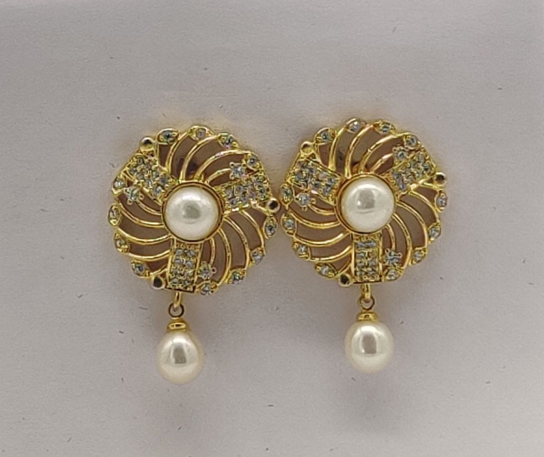 Spiral Floral Freshwater Pearl Drop Earrings | SHOBITAM