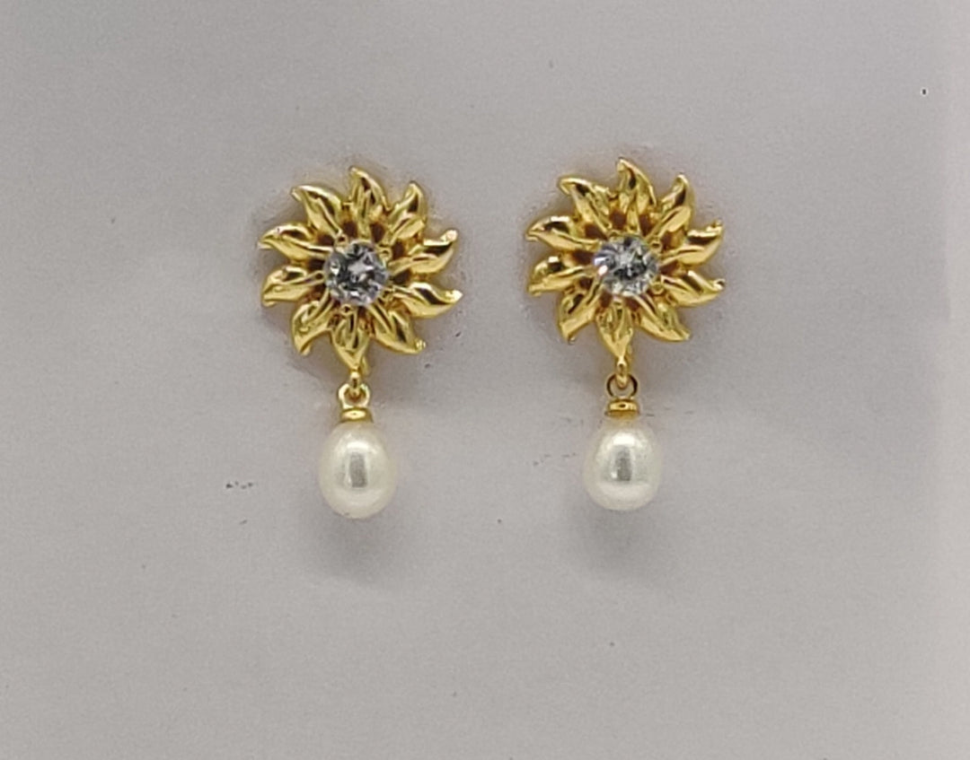Floral Drop Freshwater Pearl Earrings | SHOBITAM
