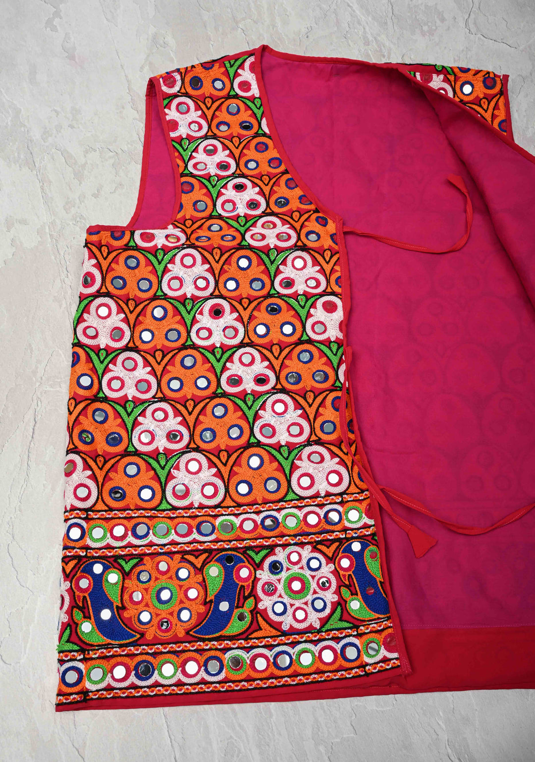 L Size Mens Waist Coat With Machine Embroidered and Kutch Mirror Work | SHOBITAM