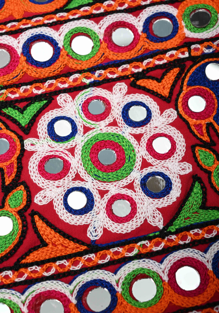 L Size Mens Waist Coat With Machine Embroidered and Kutch Mirror Work | SHOBITAM