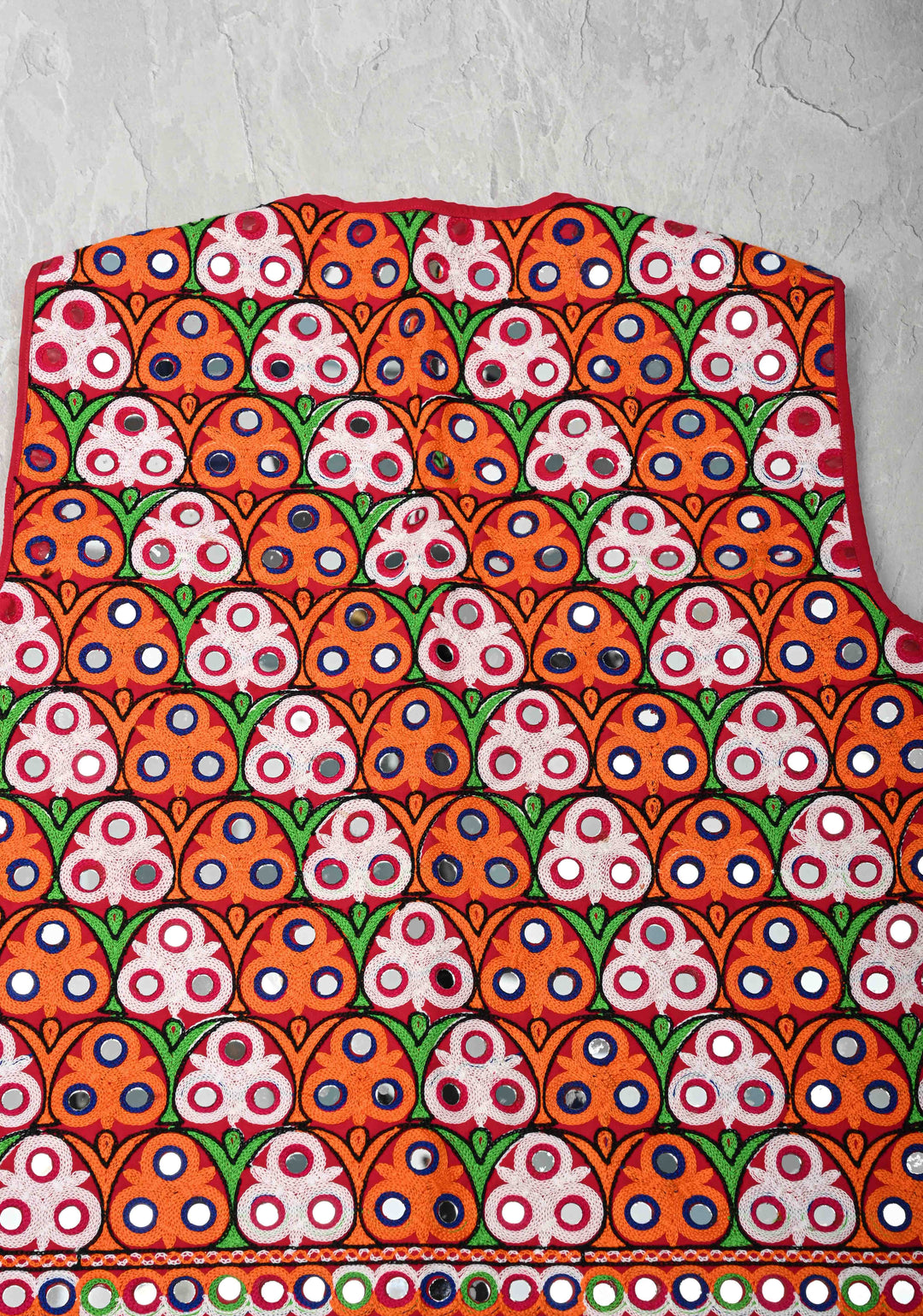 L Size Mens Waist Coat With Machine Embroidered and Kutch Mirror Work | SHOBITAM