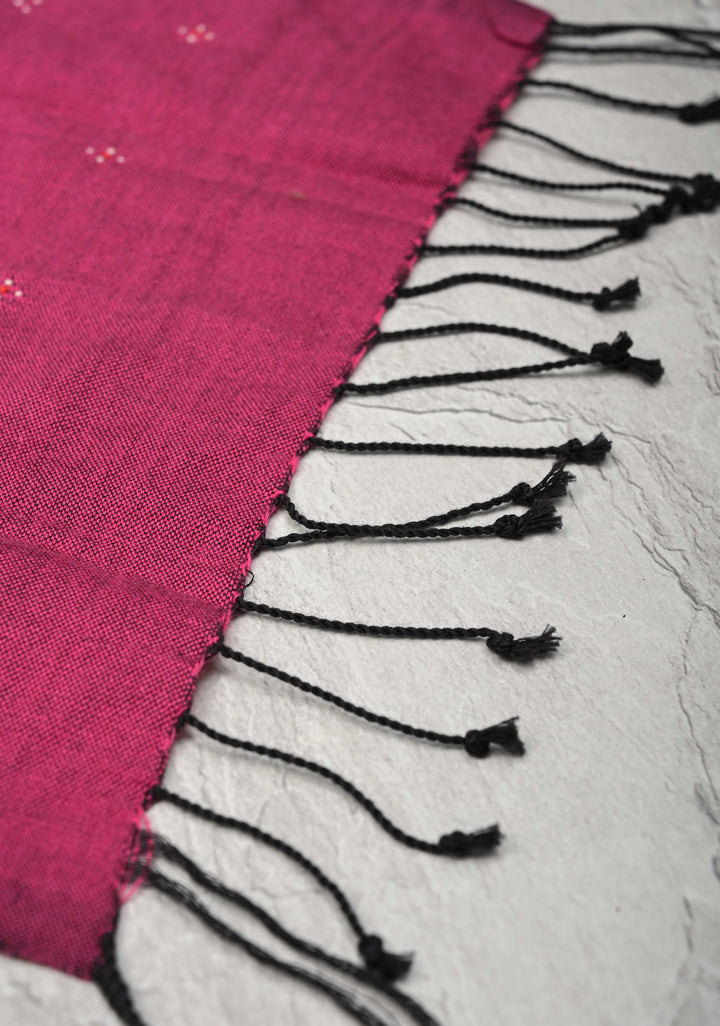 Stole: Authentic Plum Thangaliya Cotton Stole with Dots Patterns Dangasiyas of Kutch