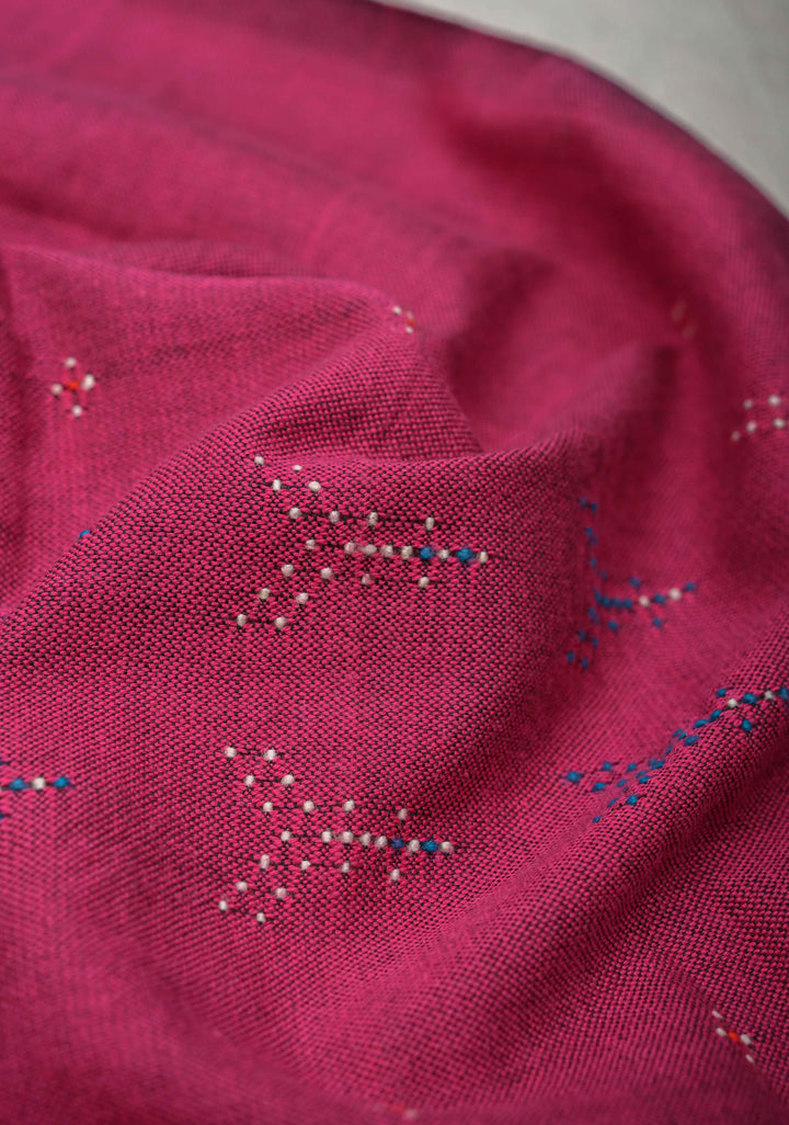 Stole: Authentic Plum Thangaliya Cotton Stole with Dots Patterns Dangasiyas of Kutch
