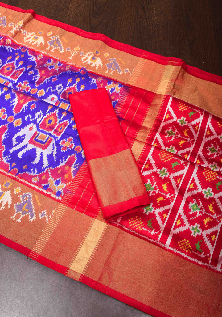 Ambari Ikkat Pure SIlk Saree with Elephant Motifs and Zari Border I SILK MARK CERTIFIED