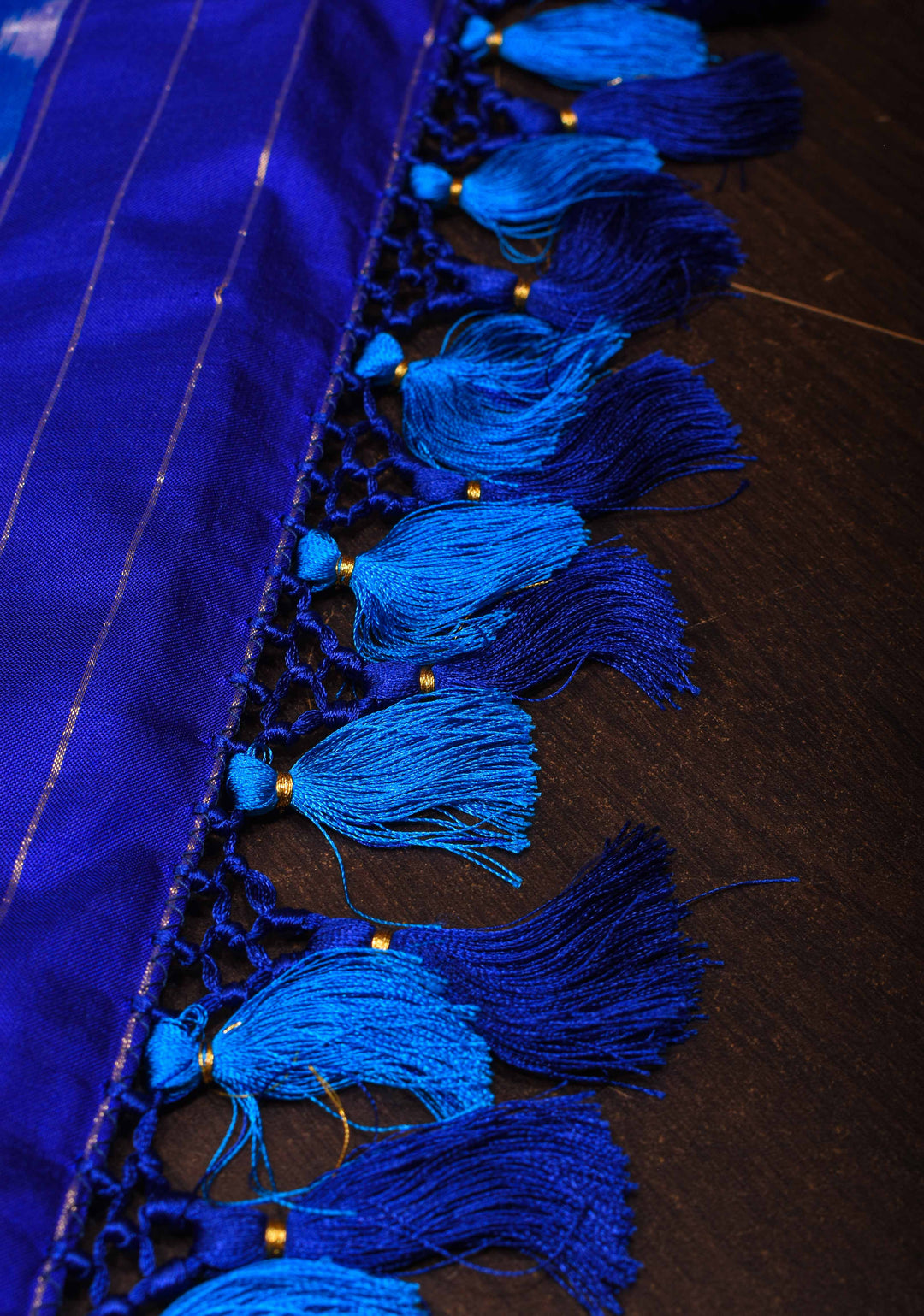 Pre Order : Cobalt Blue Ikkat Pure SIlk Saree with Tissue Zari Border I SILK MARK CERTIFIED