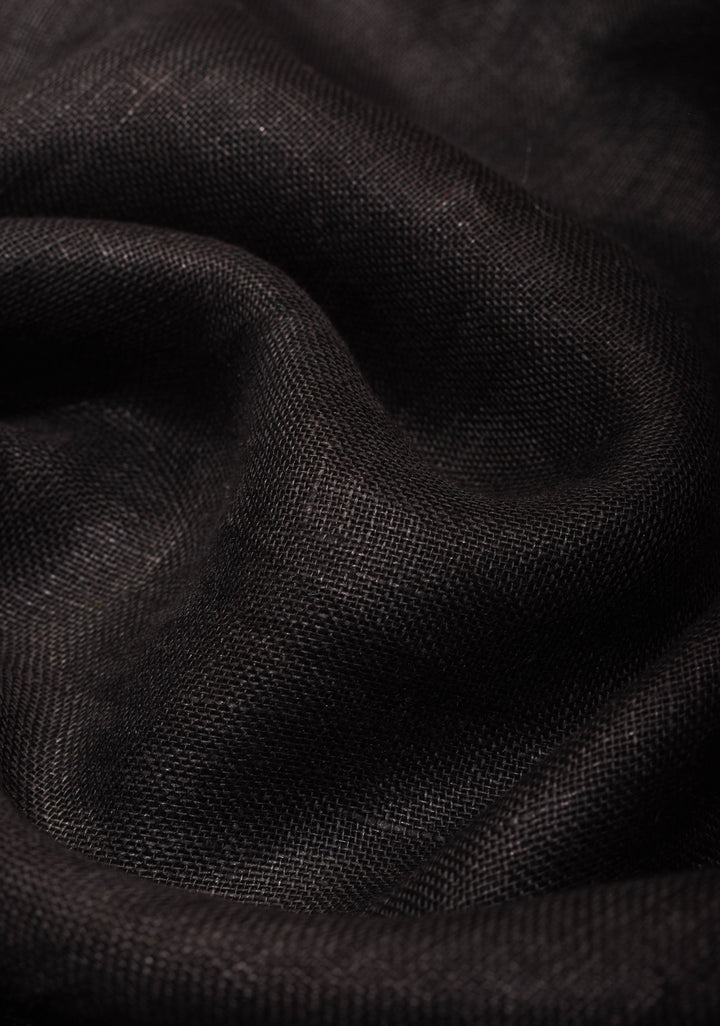 Black Linen Saree with zari border and multicolor Tassel on pallu ( No Blouse Piece )