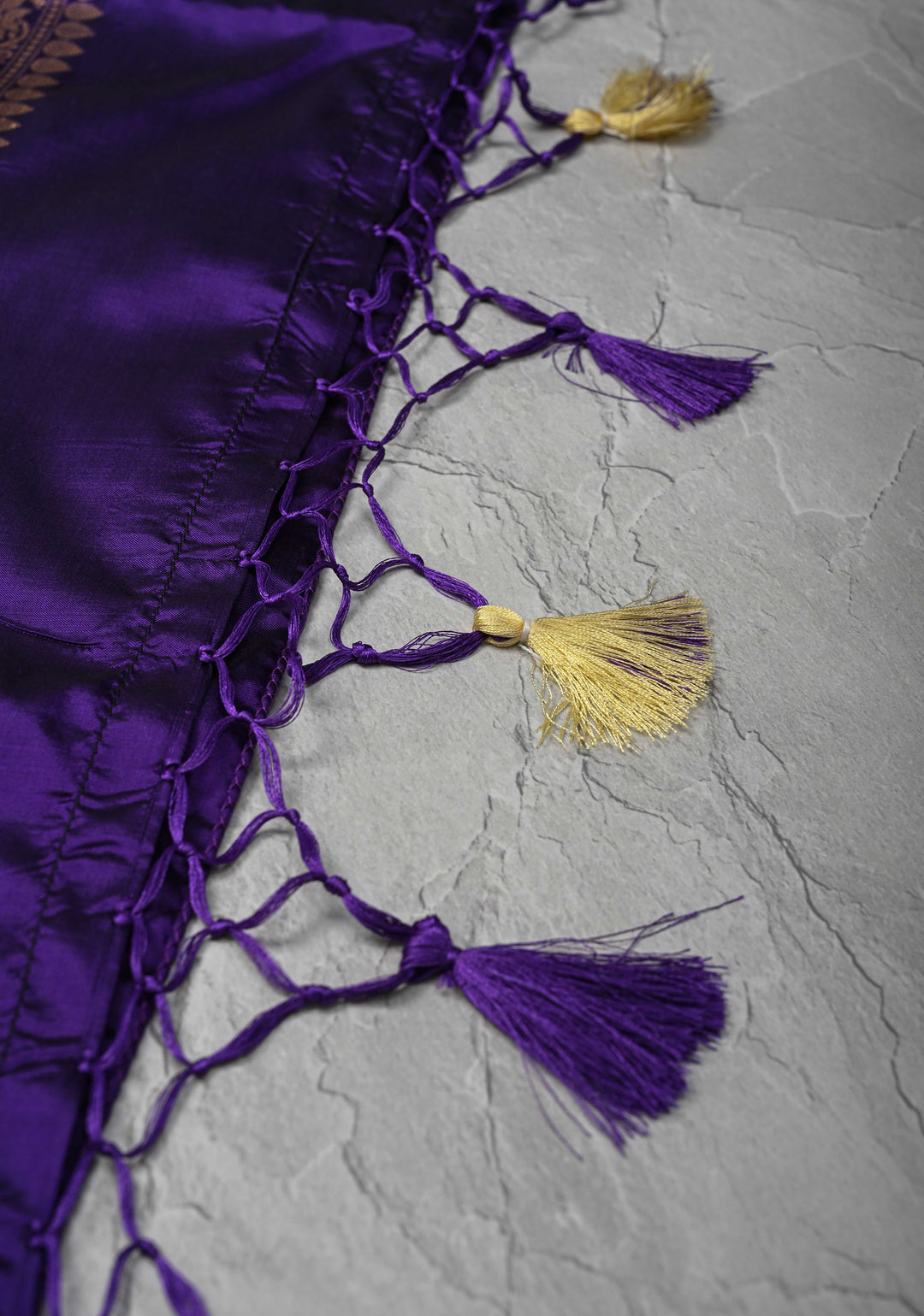 Purple Banarasi Katan Silk Saree with Chunri Buttis and Zari Borders| SILK MARK CERTIFIED