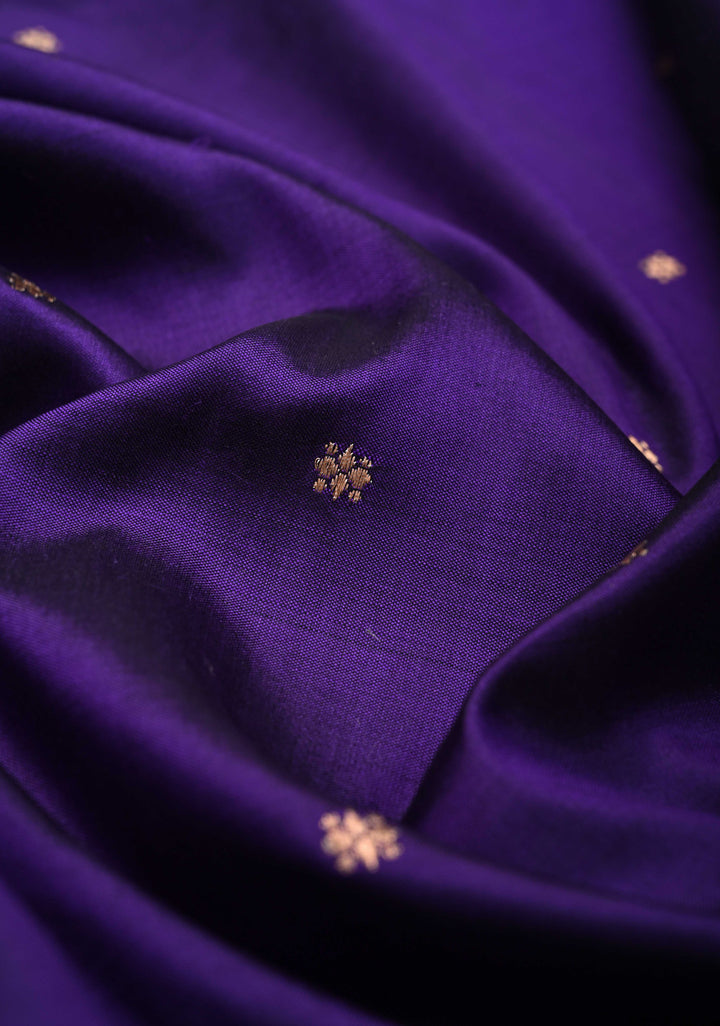 Purple Banarasi Katan Silk Saree with Chunri Buttis and Zari Borders| SILK MARK CERTIFIED