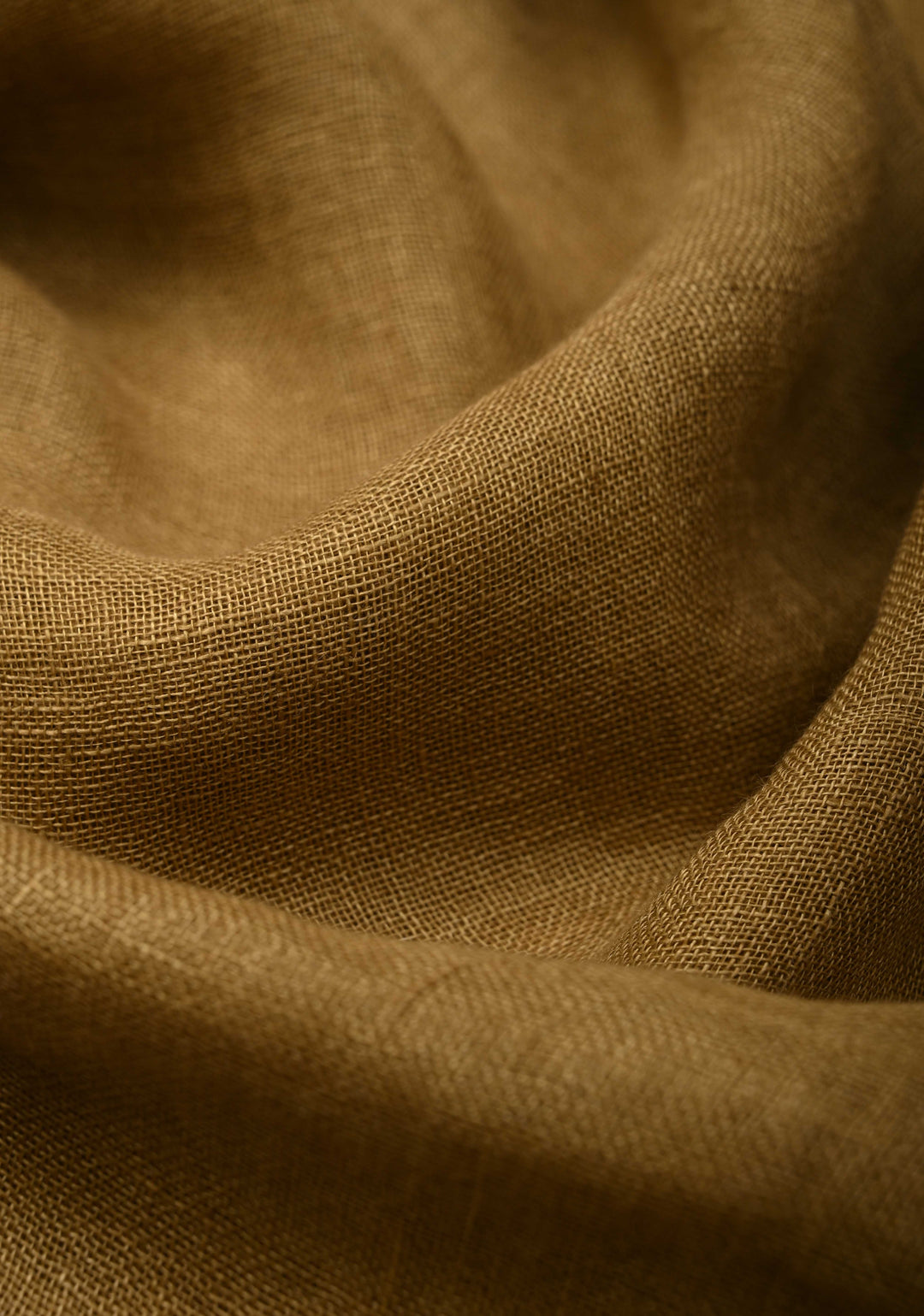 Camel Brown Linen Saree with Kalamkari Dancers Motifs and Zari Borders