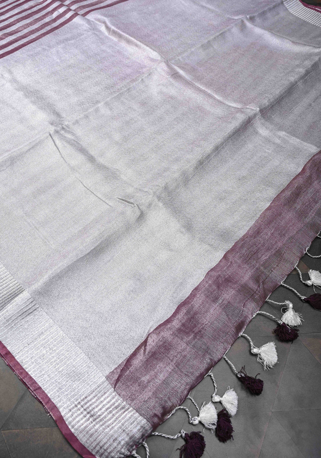 Plum and Silver Alternating Linen and Tissue