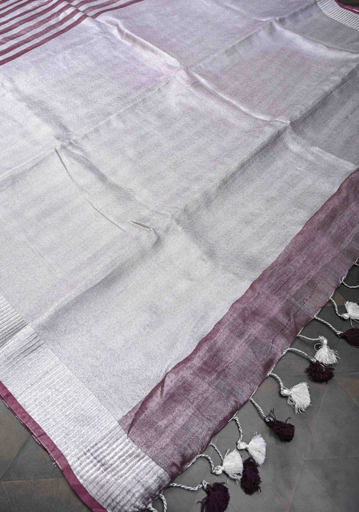 Plum and Silver Alternating Linen and Tissue