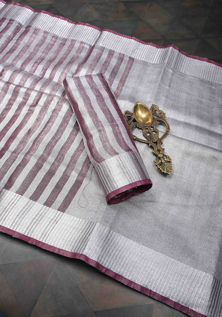 Plum and Silver Alternating Linen and Tissue