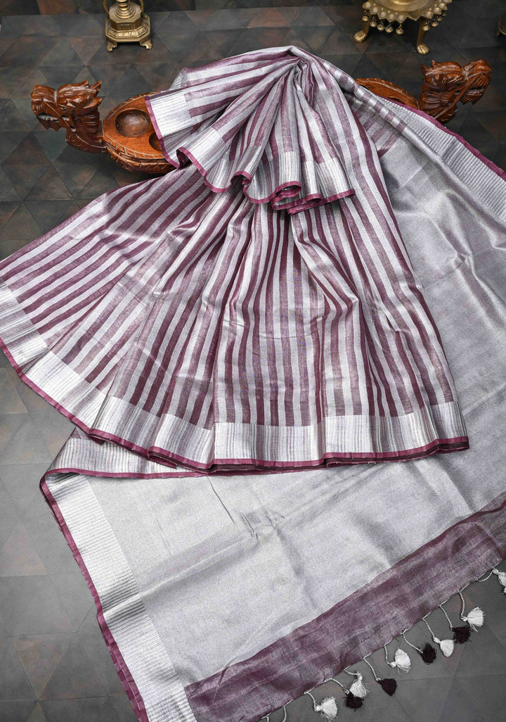 Plum and Silver Alternating Linen and Tissue