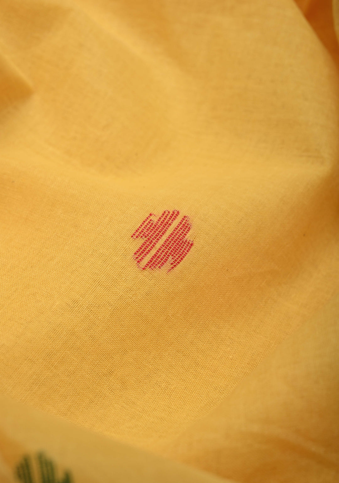 Bengal Cotton saree in Yellow with Jamdani style Design, No Blouse Piece