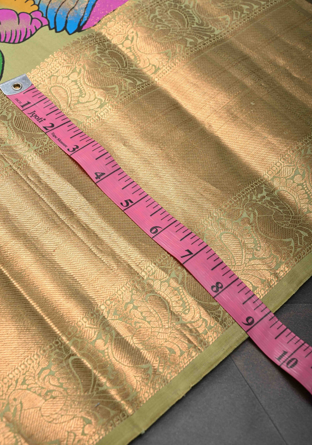 Authentic Green Kalamkari on Pure Kanjivaram Silk Saree With Zari Border | SILK MARK CERTIFIED