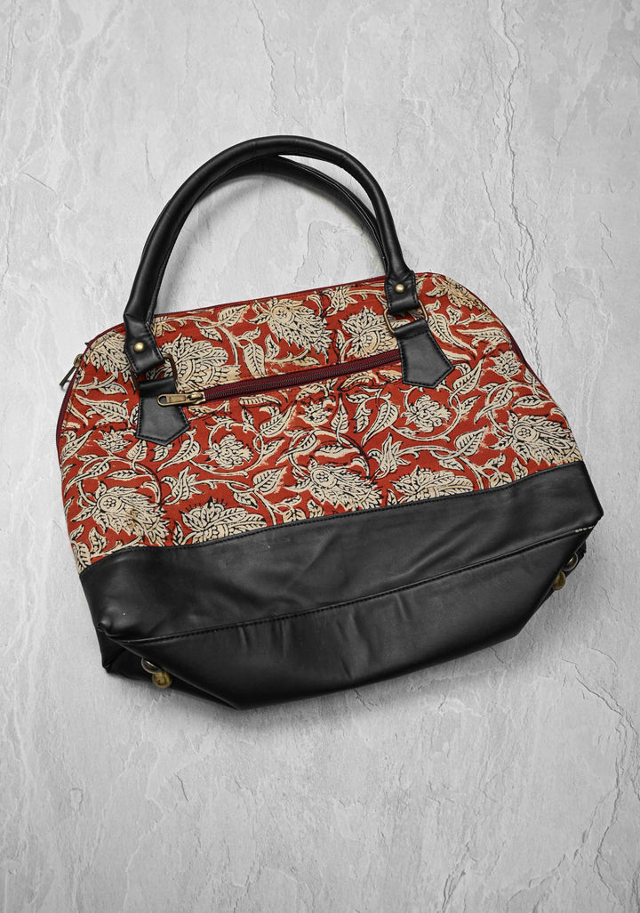 Red Tote Bag with Sanganeri Hand Block Print | SHOBITAM