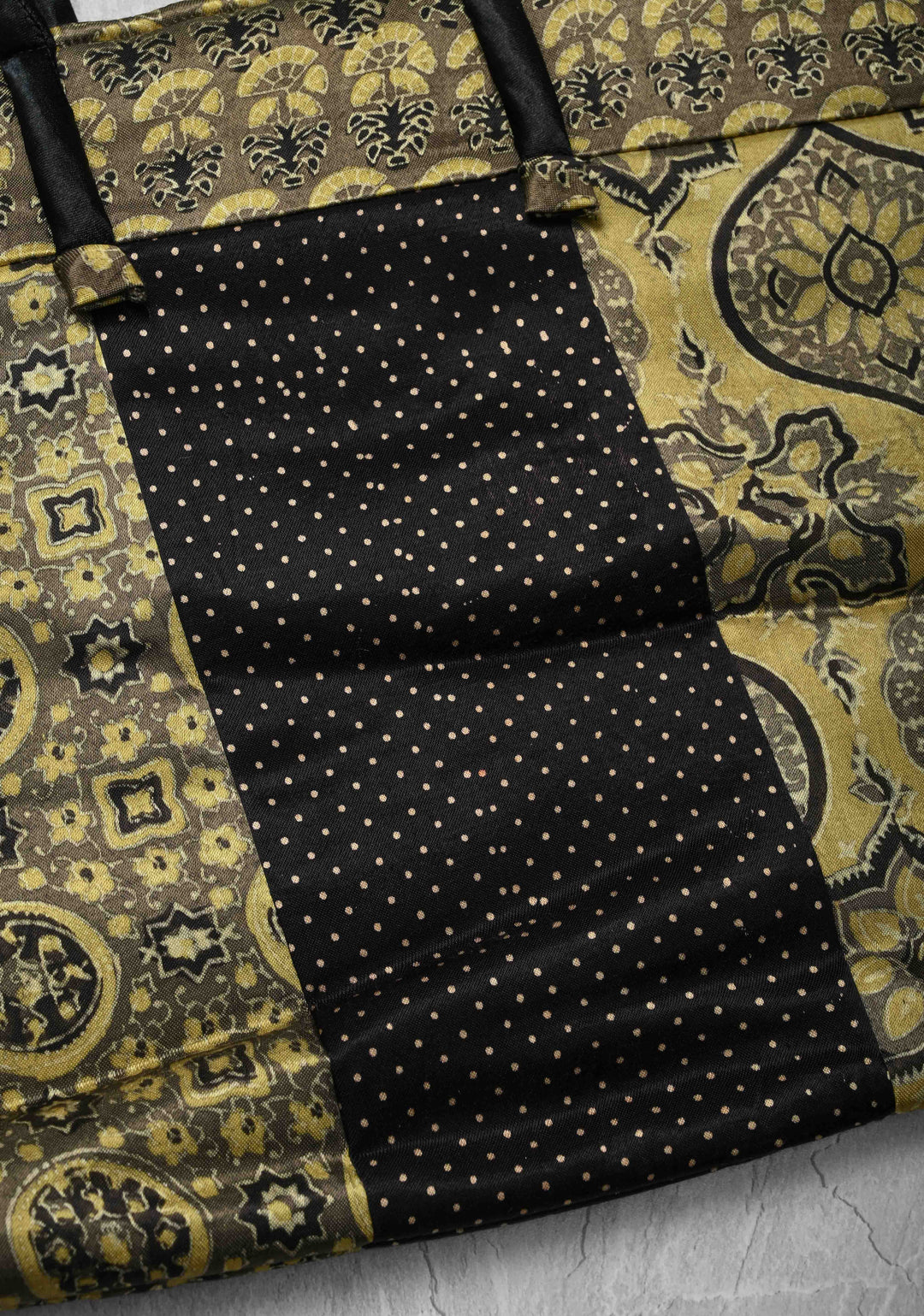 Ladies Tote Bag with Ajrakh Handblock Print on Modal silk
