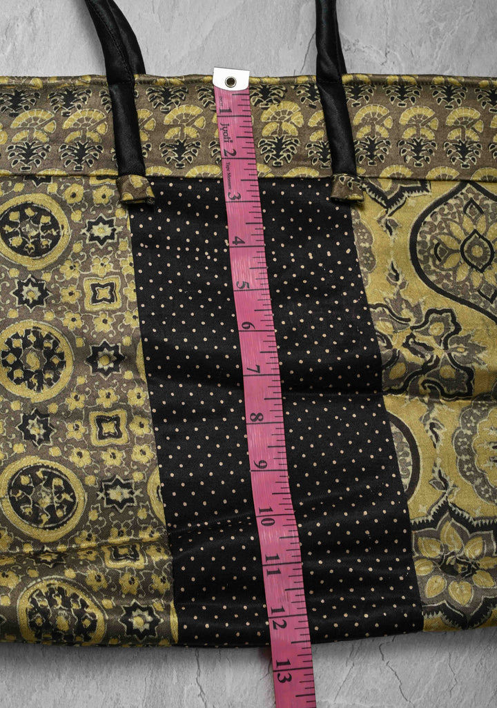 Ladies Tote Bag with Ajrakh Handblock Print on Modal silk