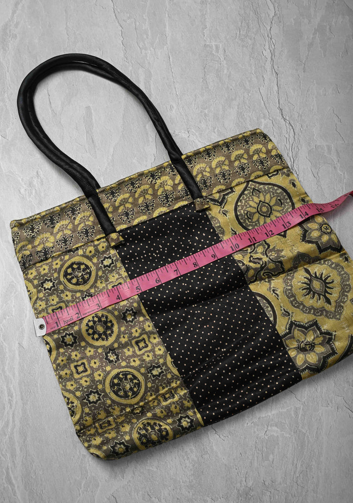 Ladies Tote Bag with Ajrakh Handblock Print on Modal silk
