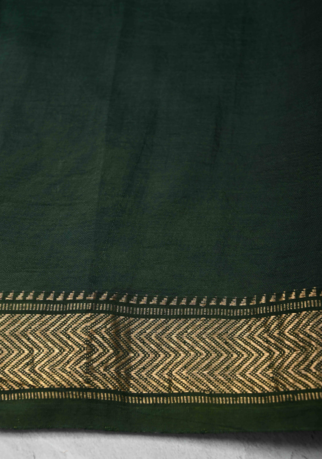 Green Hand Block Print on Viscose Saree with Zari border
