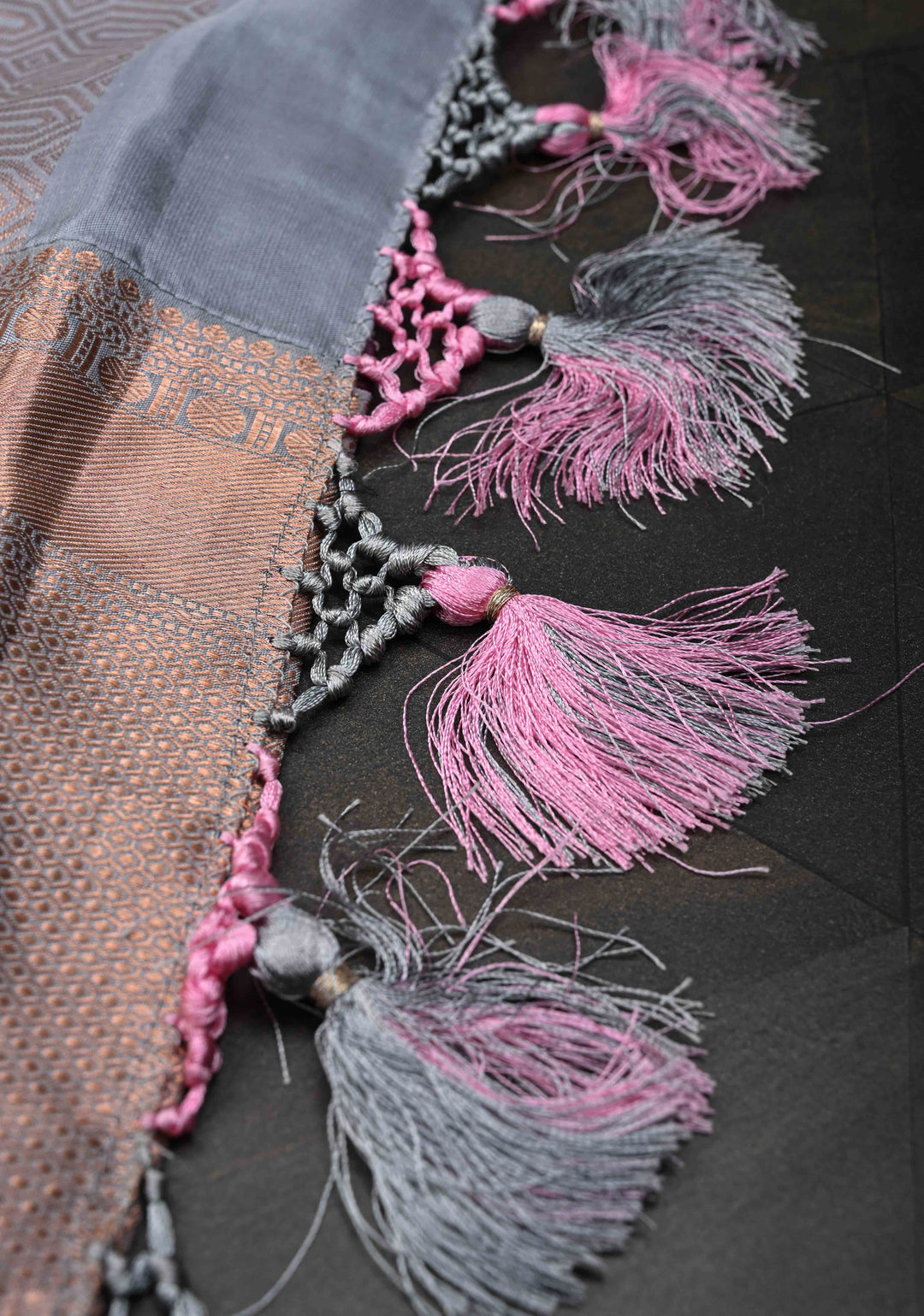 Exclusive Plum Hand Chikankari Full Jaal on Georgette Saree with Mukeish Embellishments and Fusion Kanjivaram Border
