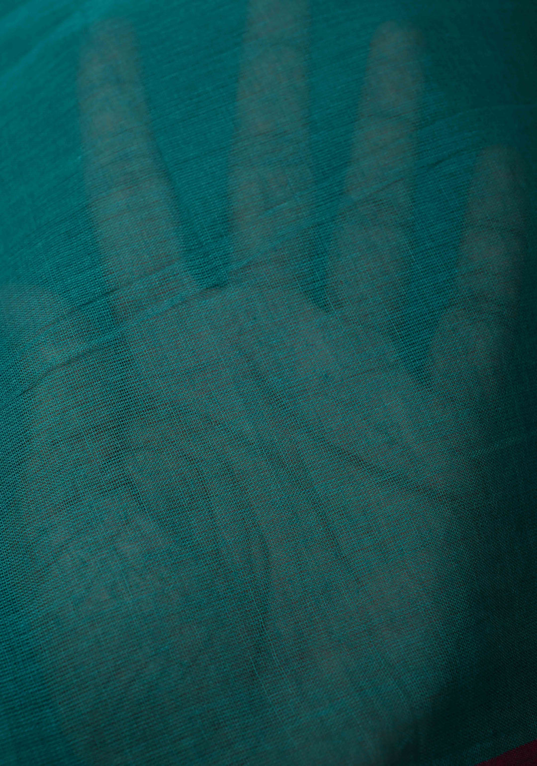 Teal Green Mulmul Cotton Saree with Long tassels, No Blouse Piece