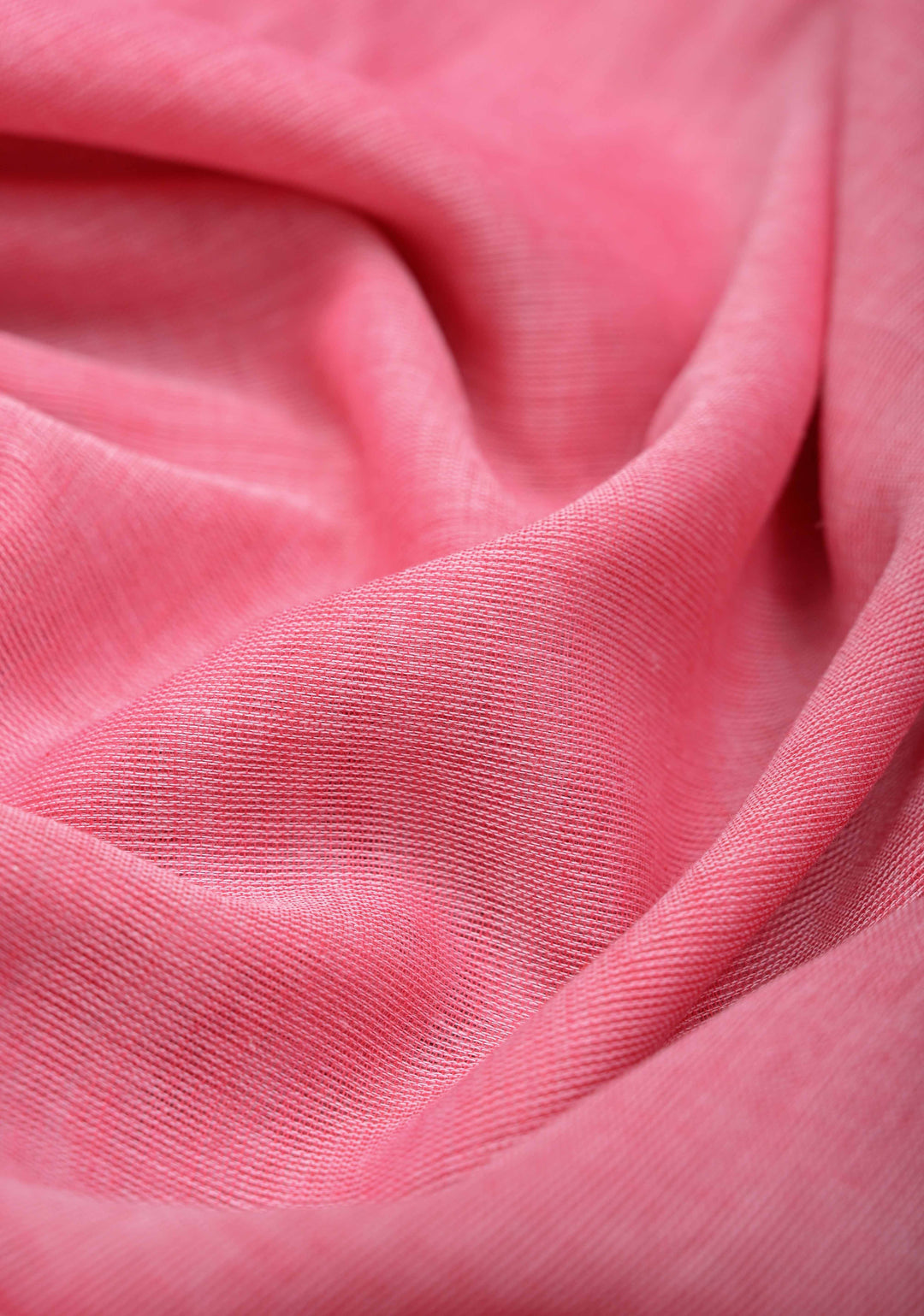 Pink Mulmul Cotton Saree with Long tassels, No Blouse Piece