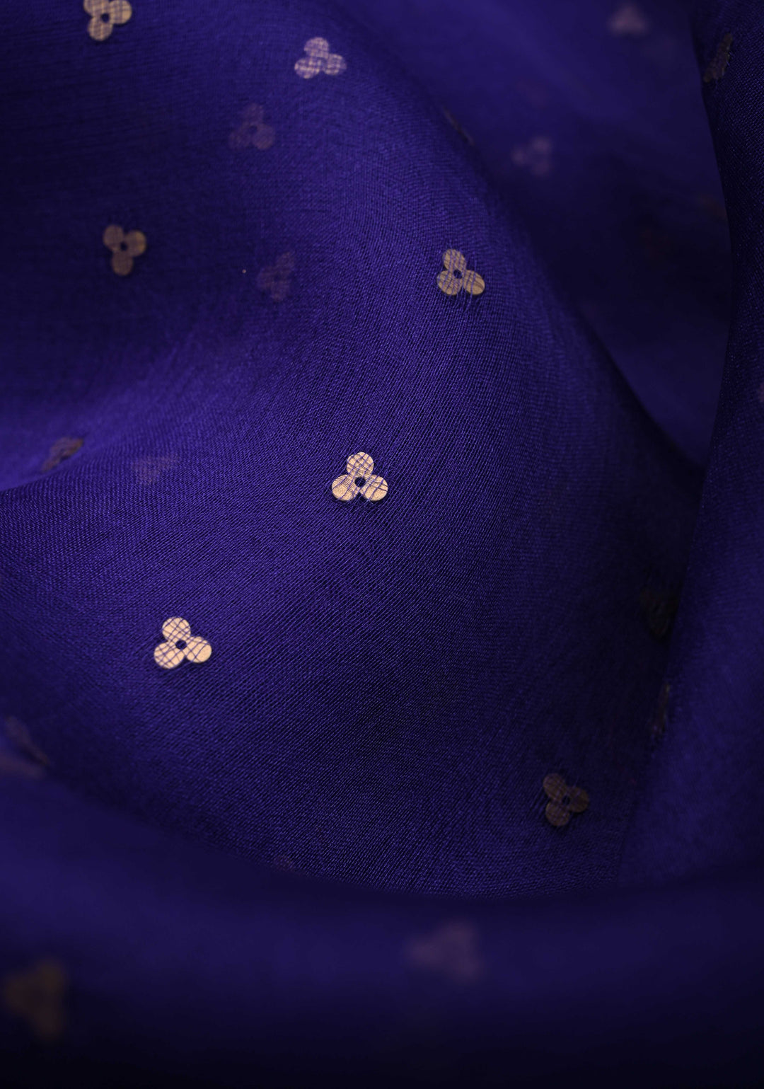 Dark Indigo Pocket Sequins Woven on Pure Muslin Saree