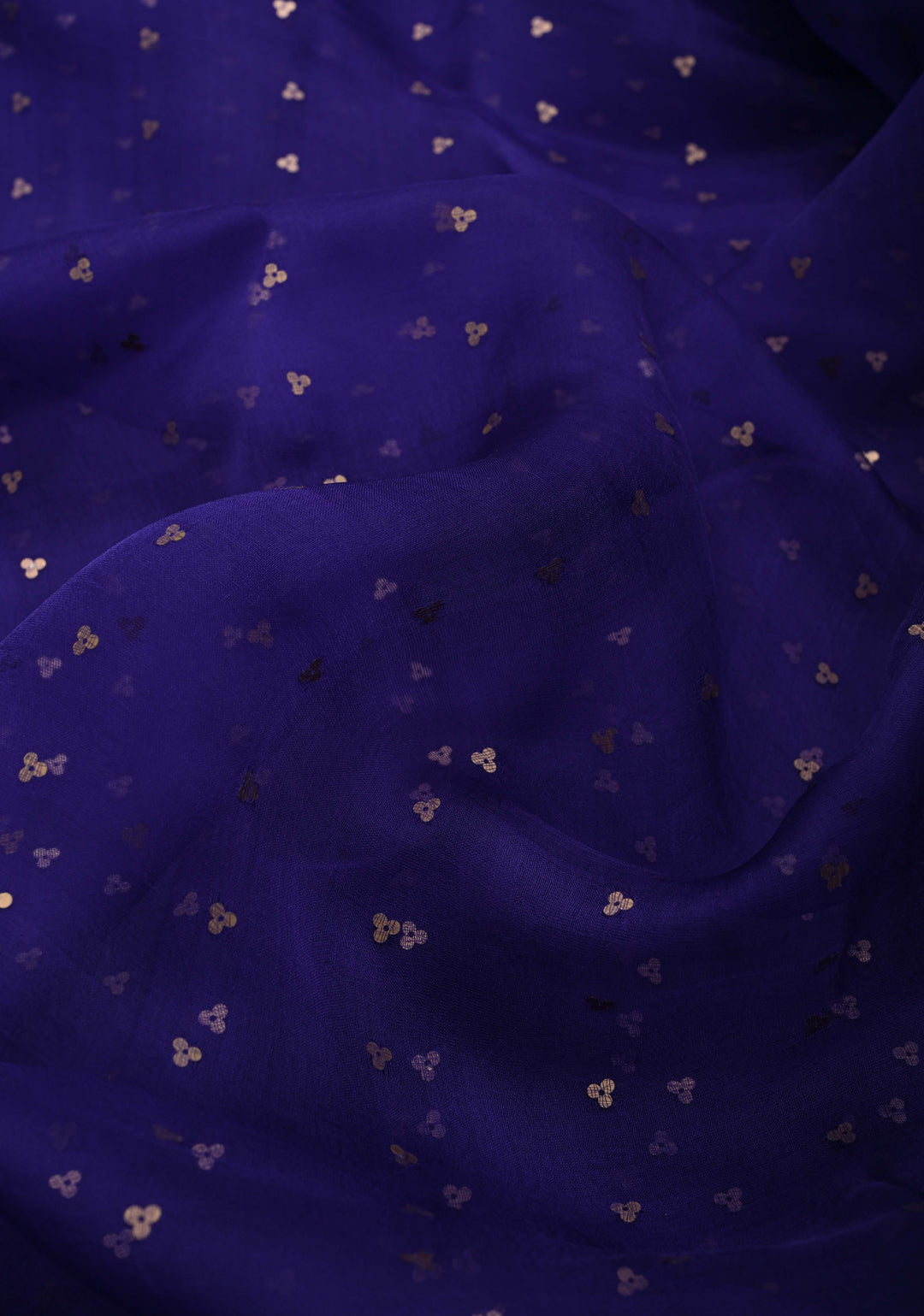 Dark Indigo Pocket Sequins Woven on Pure Muslin Saree