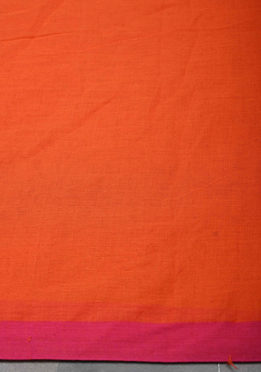 Fanta Orange Mulmul Cotton Saree with Long tassels
