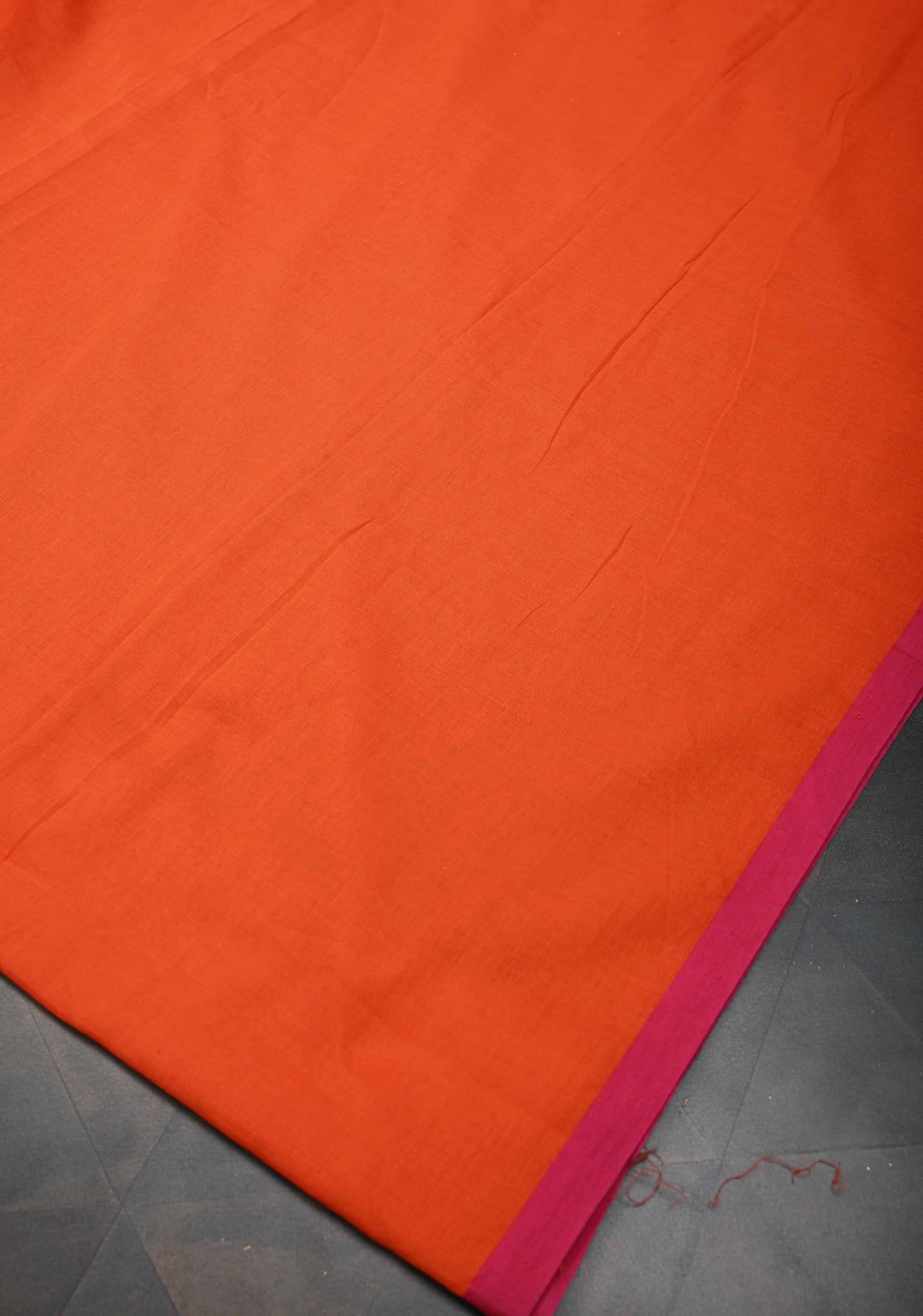 Fanta Orange Mulmul Cotton Saree with Long tassels