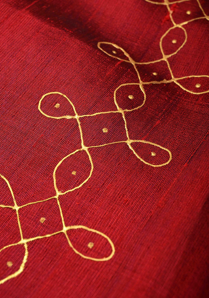 Ink Blue Pure Raw Silk Saree with Rangoli Design and Tissue Zari Border | SILK MARK CERTIFIED
