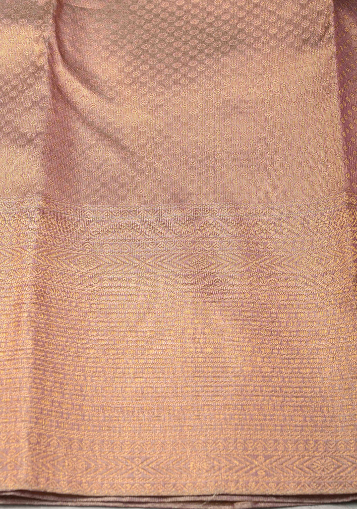 Dusty Rose Kanjivaram Tissue Pure Silk Saree with Brocade and Zari Border | SILK MARK CERTIFIED