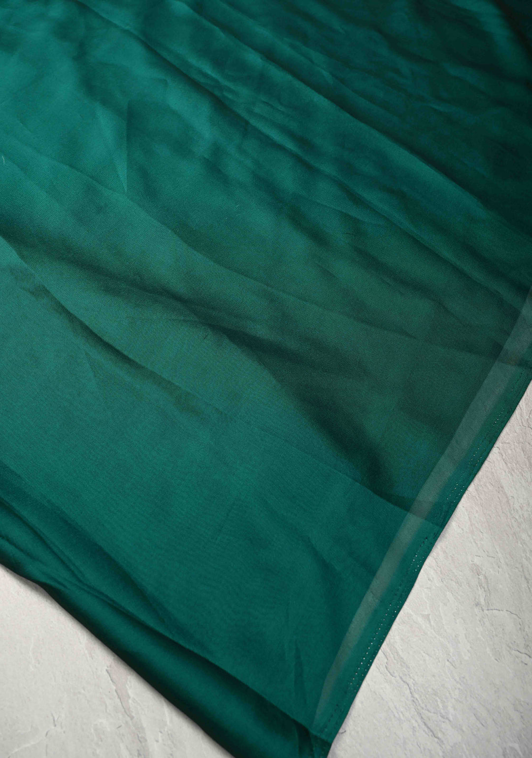 Peacock Green on Shimmer Georgette Saree with Hand painted Madhubani Style Motifs