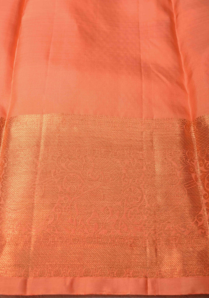 Sap Green Kanjivaram Pure Silk Saree with Gold and Silver Zari Buttas and Zari Border | SILK MARK CERTIFIED