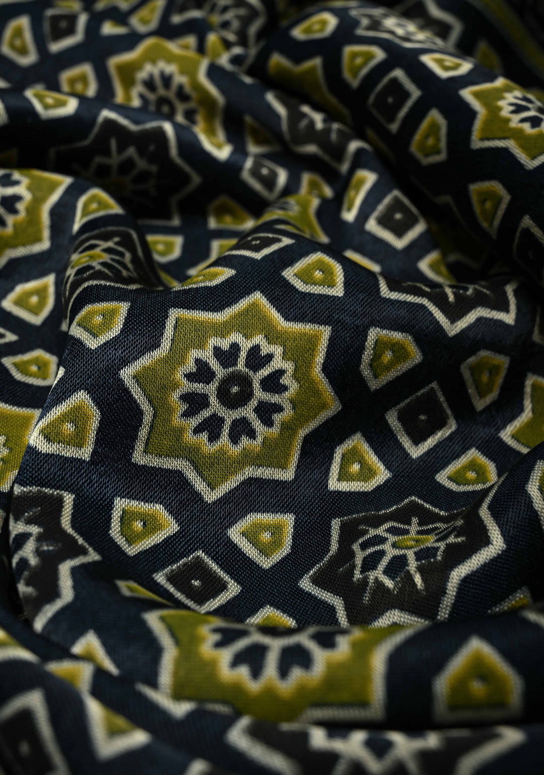 Dupatta: Authentic Prussian Blue Modal Silk Dupatta with Ajrakh Hand Block Print