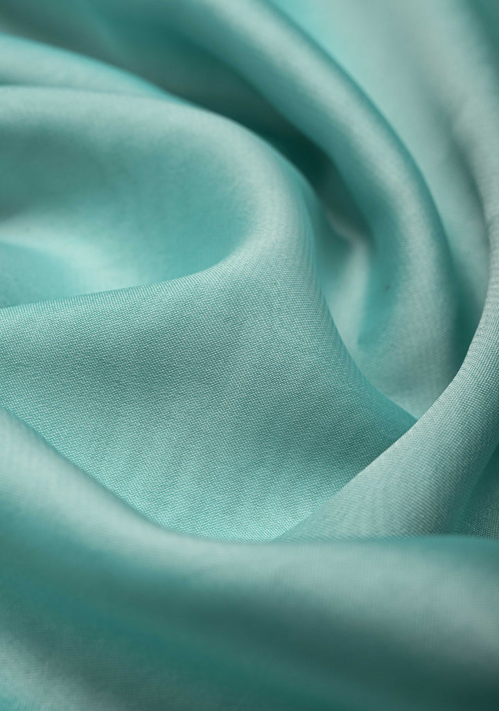 Frost Mint Saree Chiffon Silk Saree with Houseboat on the Lake Hand Painted on Pallu , No Blouse Piece