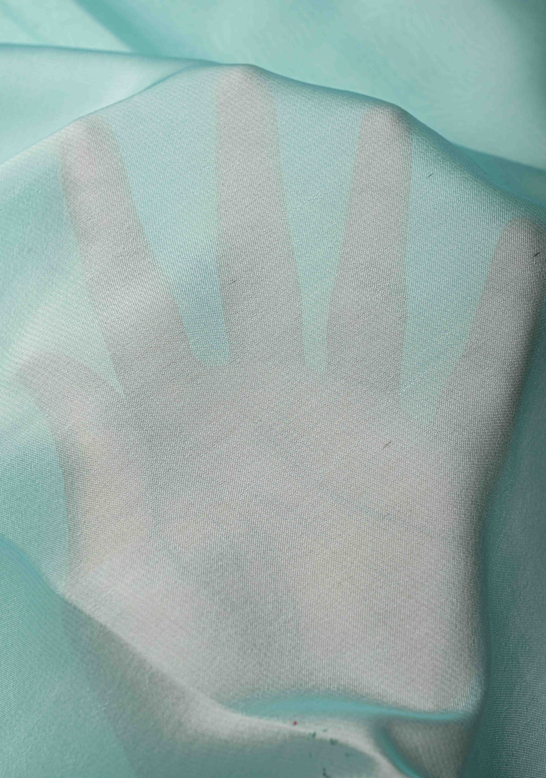 Frost Mint Saree Chiffon Silk Saree with Houseboat on the Lake Hand Painted on Pallu , No Blouse Piece