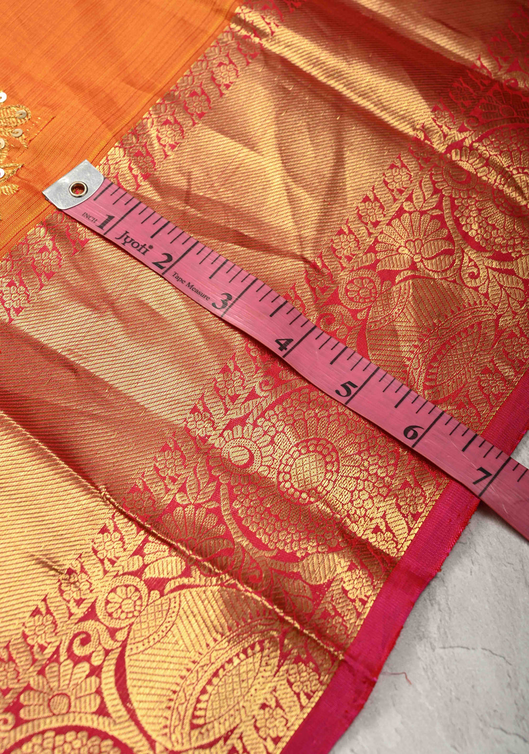 Mustard Sequins, Cutdana, Mirror Work on Kanjivaram Pure Silk Saree with Zari Buttas and Zari Border | SILK MARK CERTIFIED