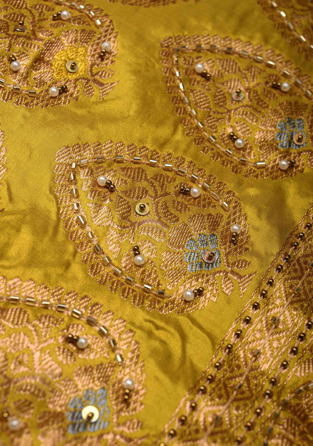 Rose Pink Meenakari on Katan Silk Saree with Zari Buttas and Sequins, Cutdana, Moti Hand work | SILK MARK CERTIFIED