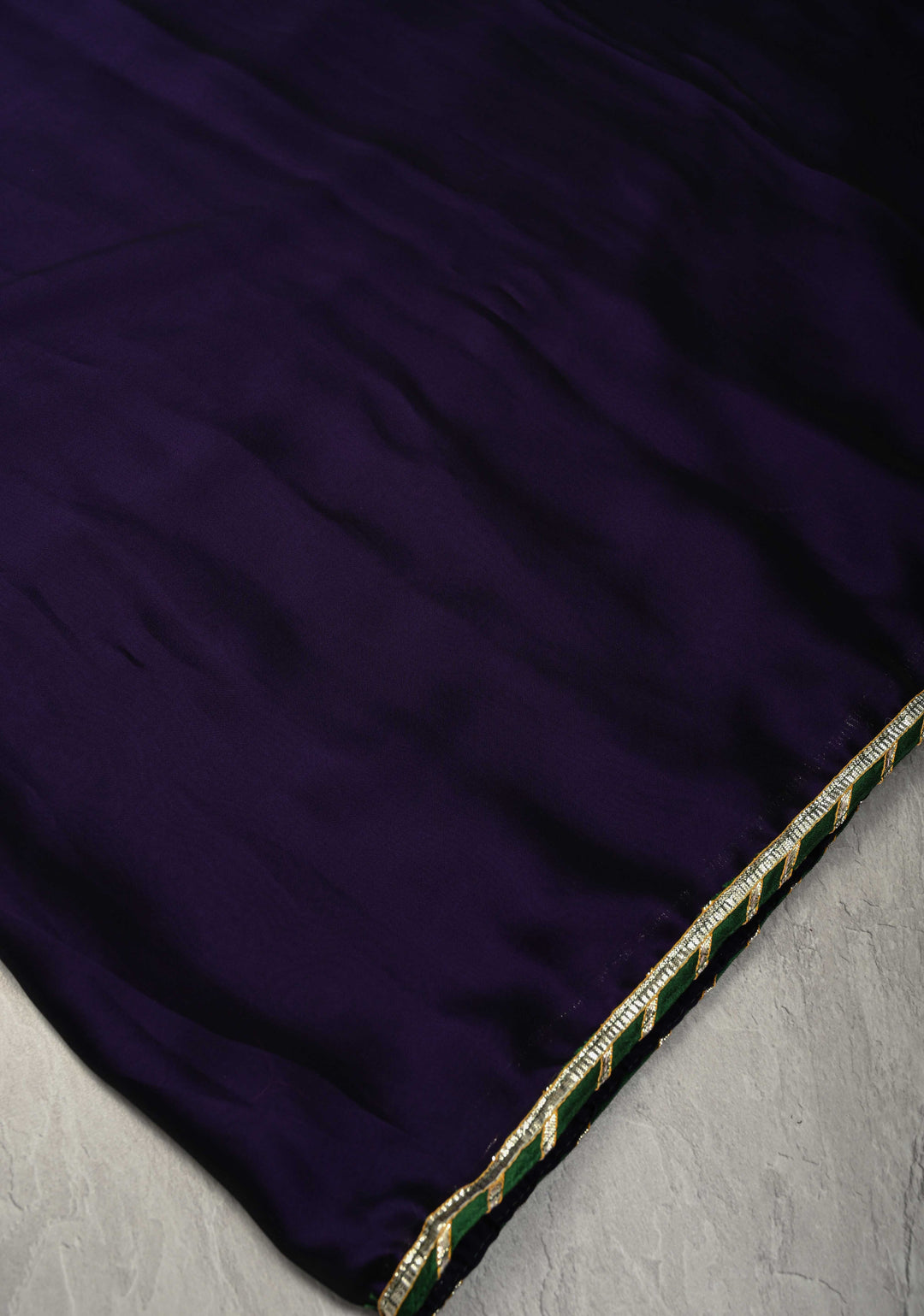 Ink Blue Georgette Saree with Tussar Mandala Hand Work and Lace Applique Border