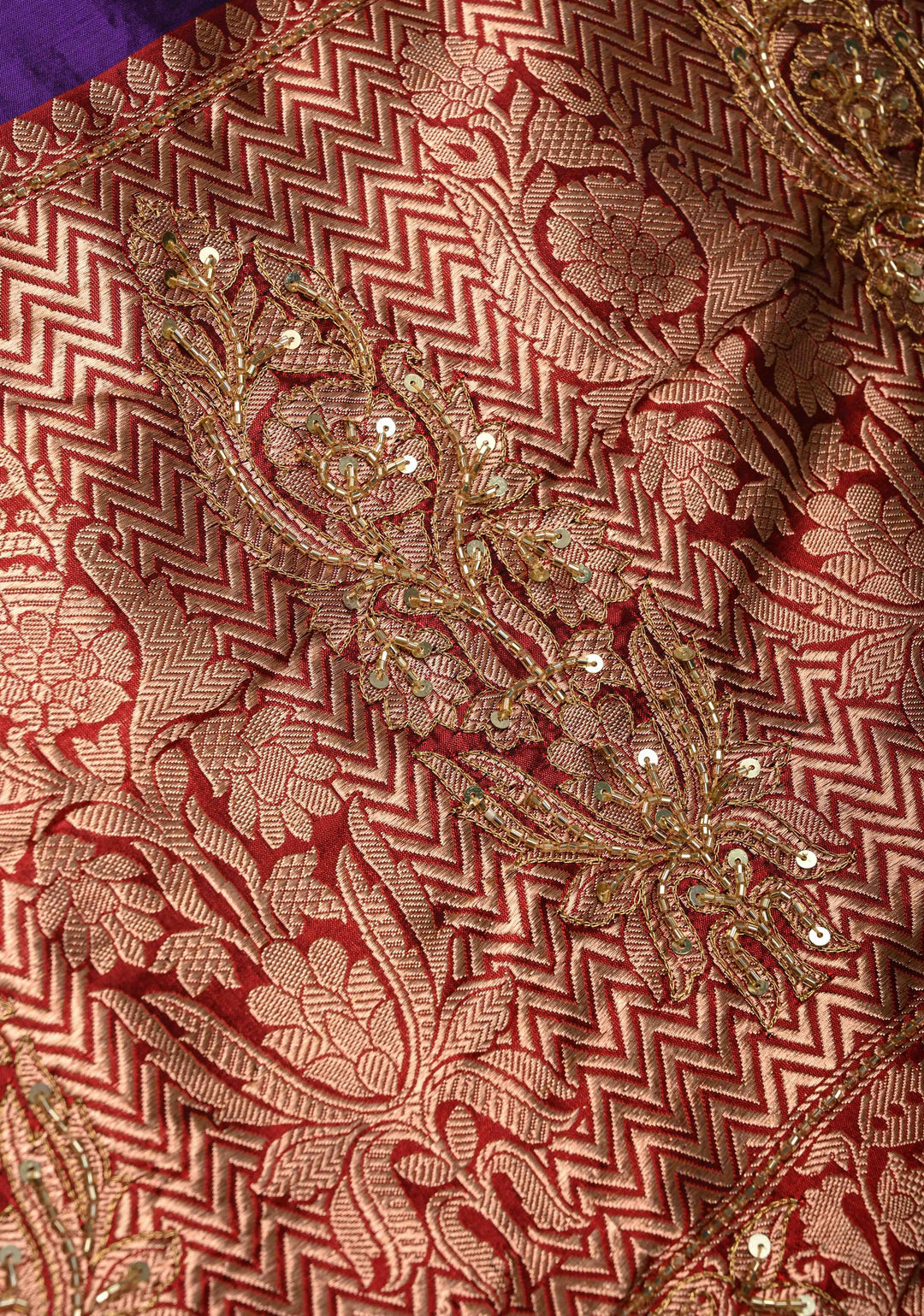 Jamuni Purple Katan Silk Saree with Zari Buttas and Sequins, Cutdana  Hand work | SILK MARK CERTIFIED
