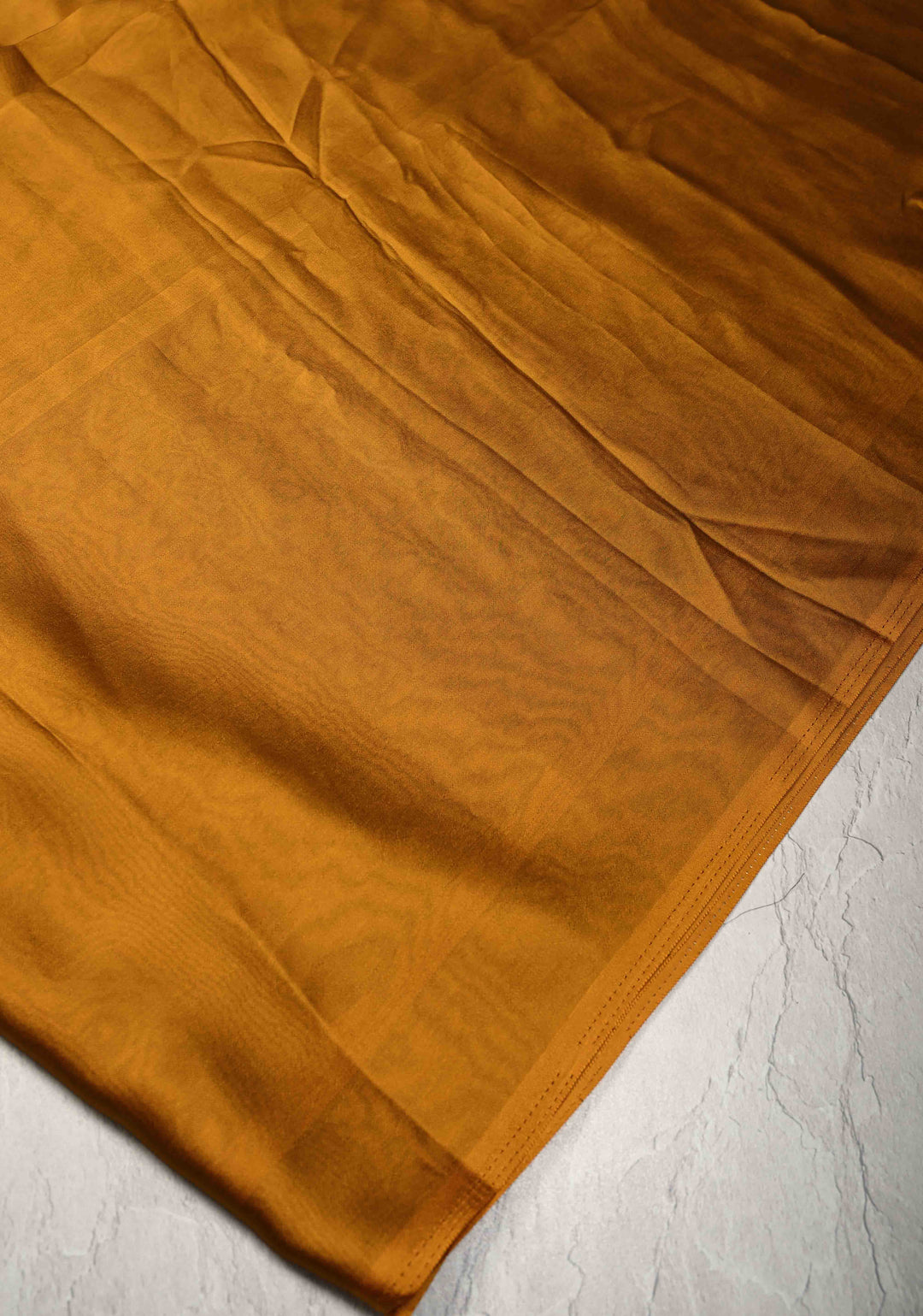 Ochre Chiffon Saree with Auto Rickshaw Hand Painted on Pallu , No Blouse Piece