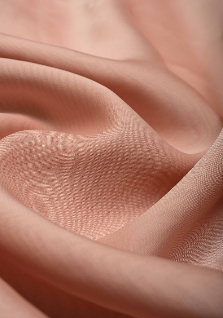 Blush Pink Chiffon Saree with Conch Shell Hand Painted , No Blouse Piece